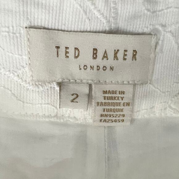 Ted Baker White Suzet Tailored Belted High Waist Eyelet Shorts Size 6 NEW no Tag - Picture 5 of 10